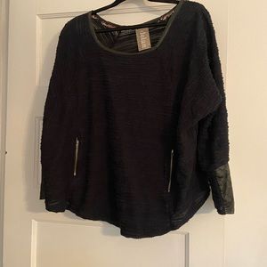 Dolan from Anthropologie black faux leather trim top